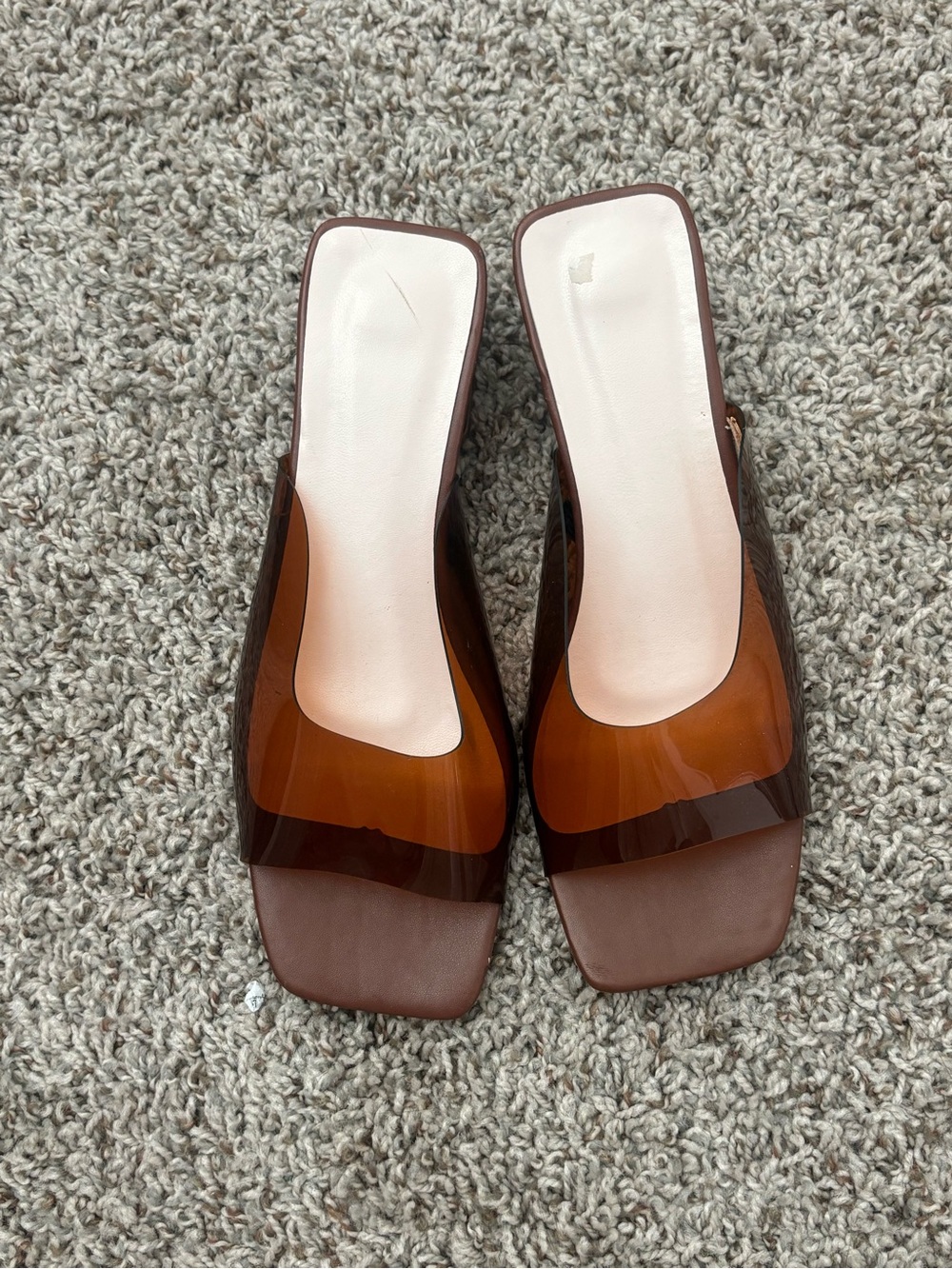 Women's Brown Vinyl Slide Sandals